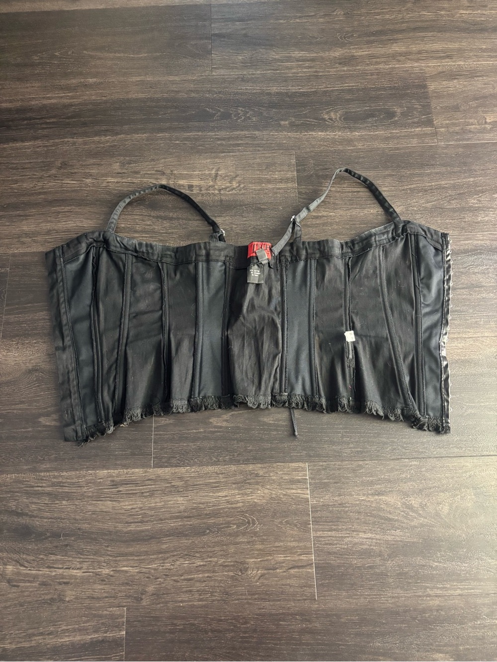 Women’s Vintage Y2K Tripp NYC Black Corset Top Size L Faux Leather - Picture 7 of 10